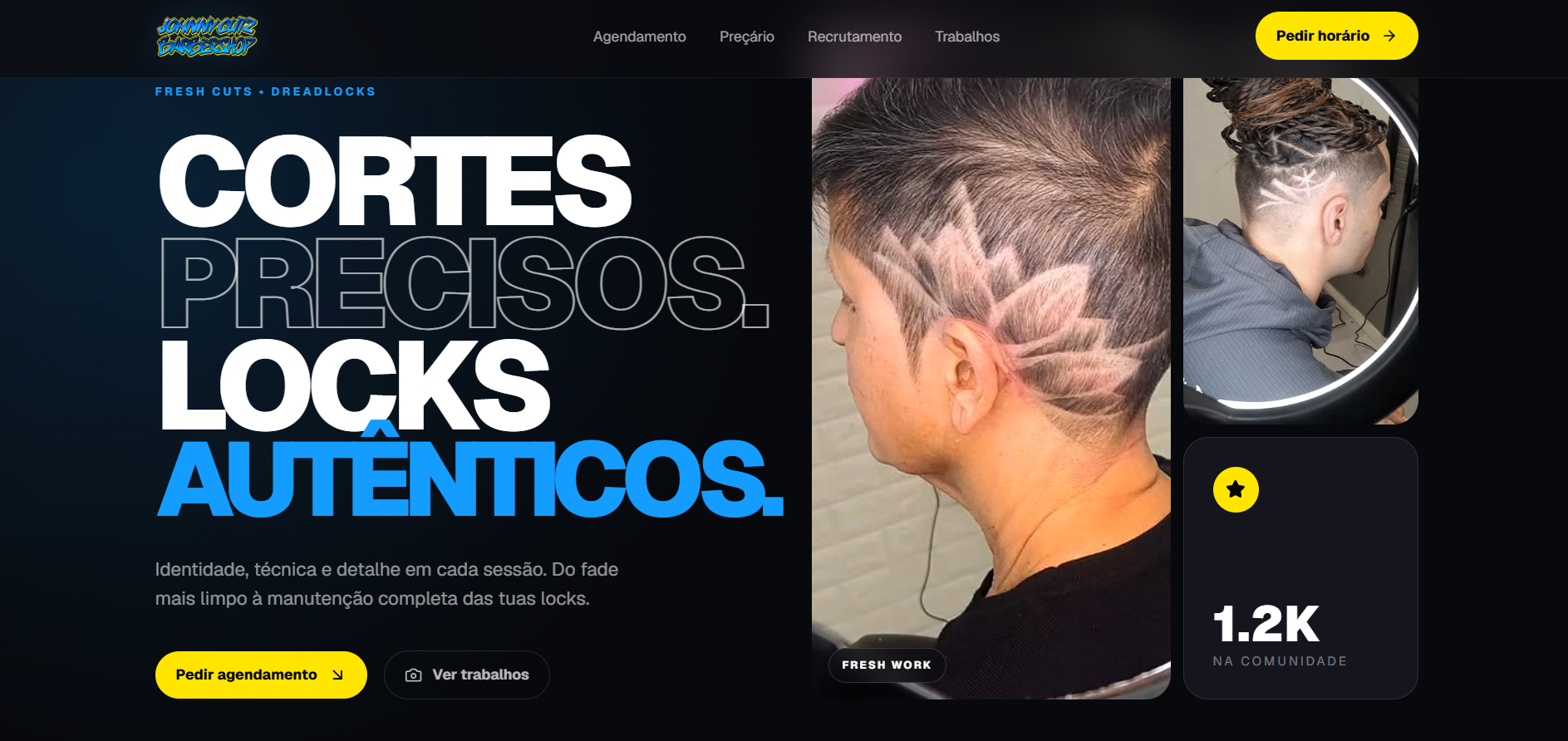 Página inicial do website Johnny Cutz Studio